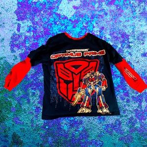 Vintage TransFormers Optimums Prime Faux Layered Grunge Style Long Sleeve T